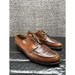 Lorenzo Banfi Crocodile Leather Lace Up Oxford Shoes Brown Mens Size 11.5M US